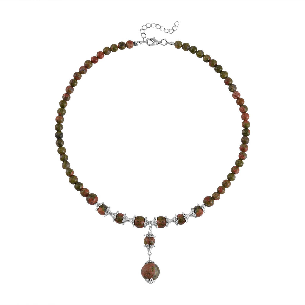 Unakite Halskette, ca. 45 cm, ca. 190.00 ct
