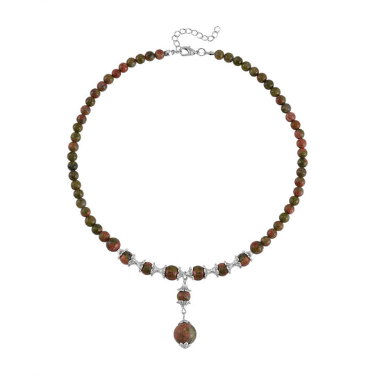 Unakite Halskette, ca. 45 cm, ca. 190.00 ct