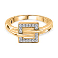 GP Kollektion - Kanchanaburi Blauer Saphir, Weißer Diamant Ring 925 Silber Gelbgold Vermeil (Größe 17.00) ca. 0.20 ct