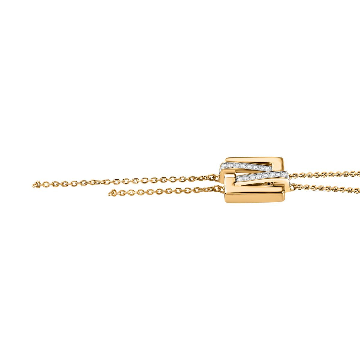 Kanchanaburi Blauer Saphir, Weißer Diamant Halskette ca. 45 cm 925 Silber Gelbgold Vermeil ca. 0,22 ct.