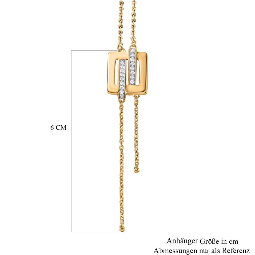 Kanchanaburi Blauer Saphir, Weißer Diamant Halskette ca. 45 cm 925 Silber Gelbgold Vermeil ca. 0,22 ct.