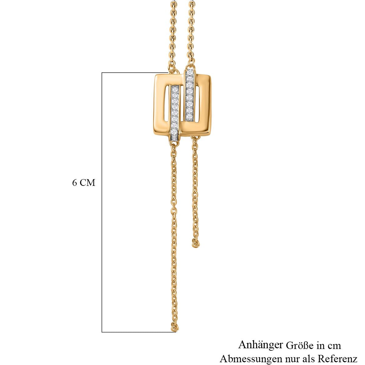 Kanchanaburi Blauer Saphir, Weißer Diamant Halskette ca. 45 cm 925 Silber Gelbgold Vermeil ca. 0,22 ct.