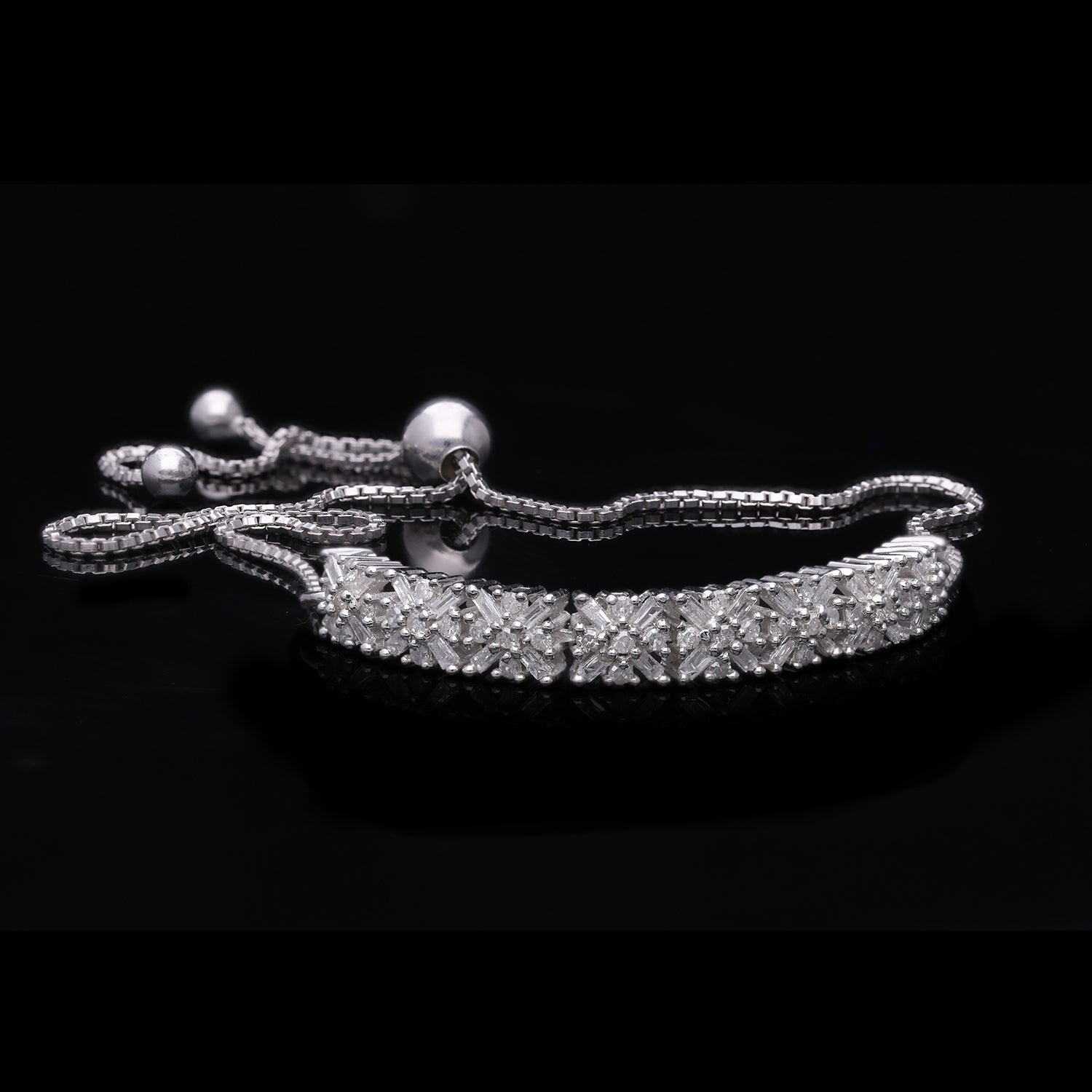 Weißer Diamant Armband, ca. 19 cm, 925 Silber platiniert, ca. 0.50 ct