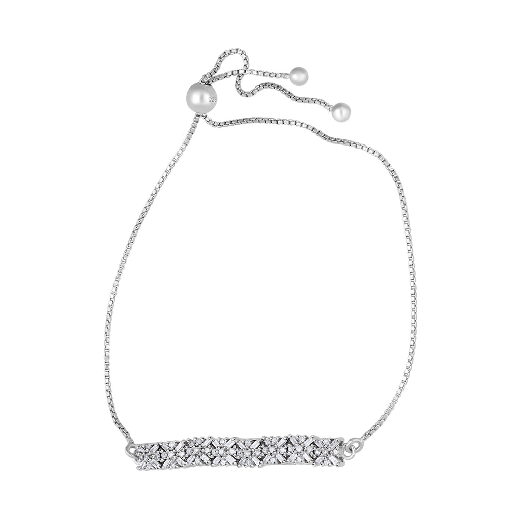Weißer Diamant Armband, ca. 19 cm, 925 Silber platiniert, ca. 0.50 ct