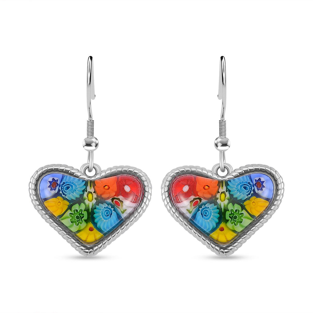 Mehrfarbiges Murano-Stil Glas Ohrringe 316L Edelstahl