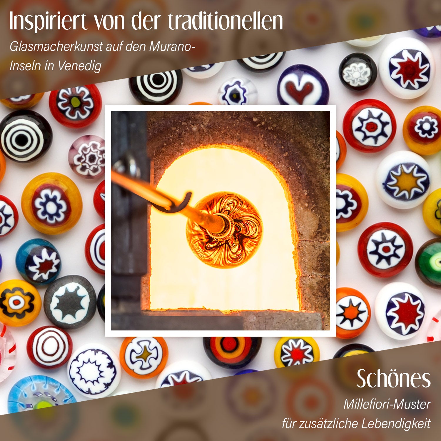 Mehrfarbiges Murano-Stil Glas Ohrringe 316L Edelstahl