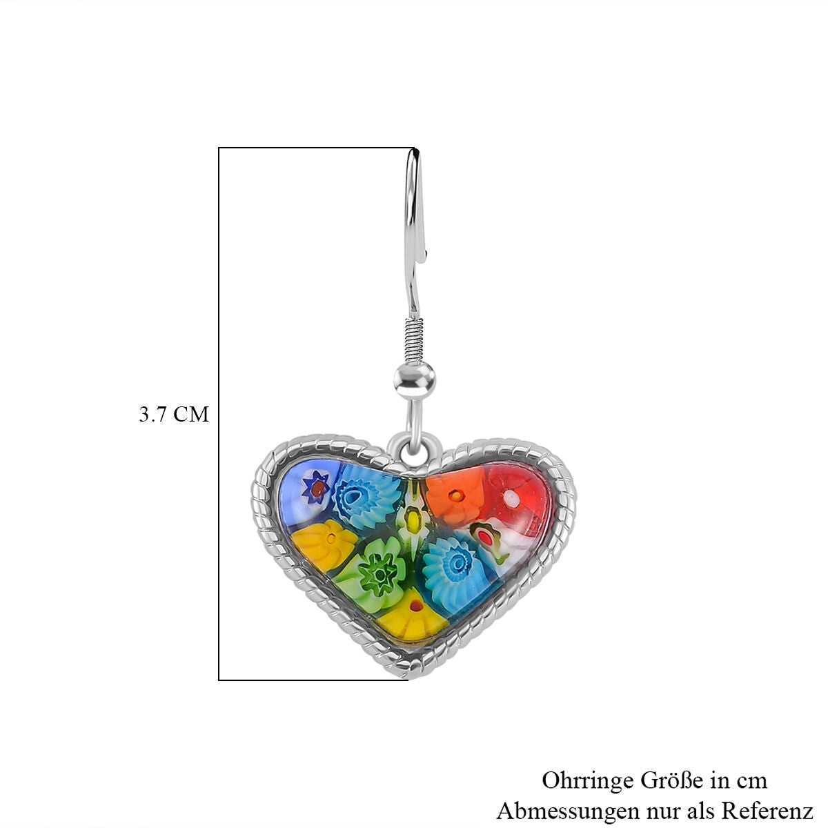 Mehrfarbiges Murano-Stil Glas Ohrringe 316L Edelstahl