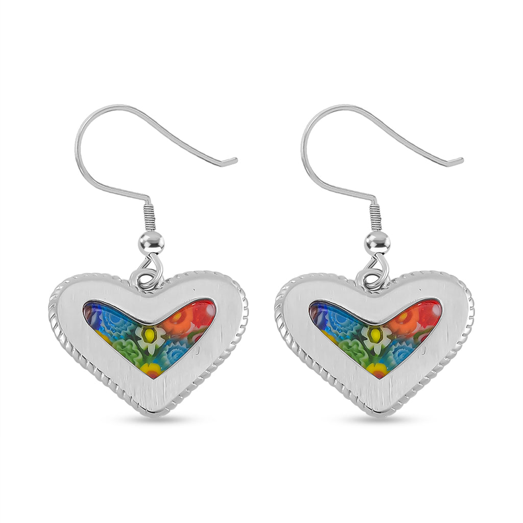 Mehrfarbiges Murano-Stil Glas Ohrringe 316L Edelstahl