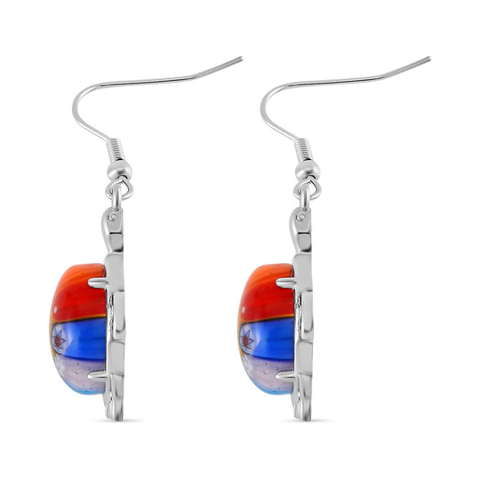 Mehrfarbiges Murano-Stil Glas Ohrringe 316L Edelstahl