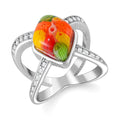 Murano-Stil Glas Ring Reiner Edelstahl (Größe 16.50)