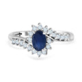 AA Blauer Saphir, Weißer Zirkon Ring 925 Silber rhodiniert (Größe 16.00) ca. 1,13 ct