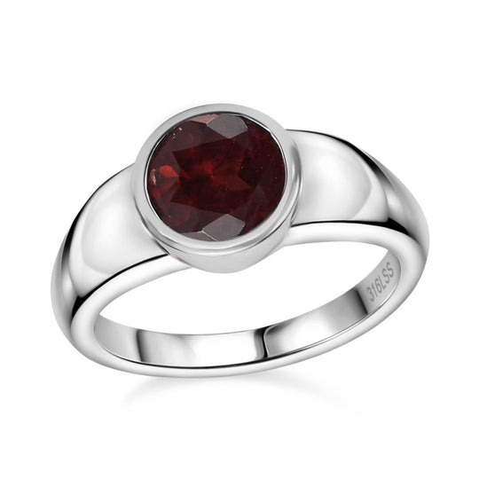 Roter Granat Ring, Edelstahl ca. 1.54 ct