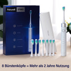Fairwill Elektronische Schallzahnbürste mit 8 Bürstenköpfen, Maglev Motor, LED-Drucksensor, Wasserdicht IPX7, USB-Kabel, 5 Modi