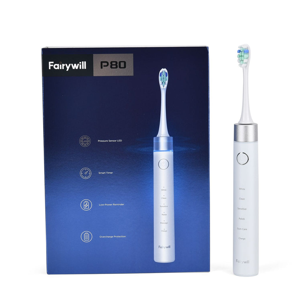 Fairwill Elektronische Schallzahnbürste mit 8 Bürstenköpfen, Maglev Motor, LED-Drucksensor, Wasserdicht IPX7, USB-Kabel, 5 Modi
