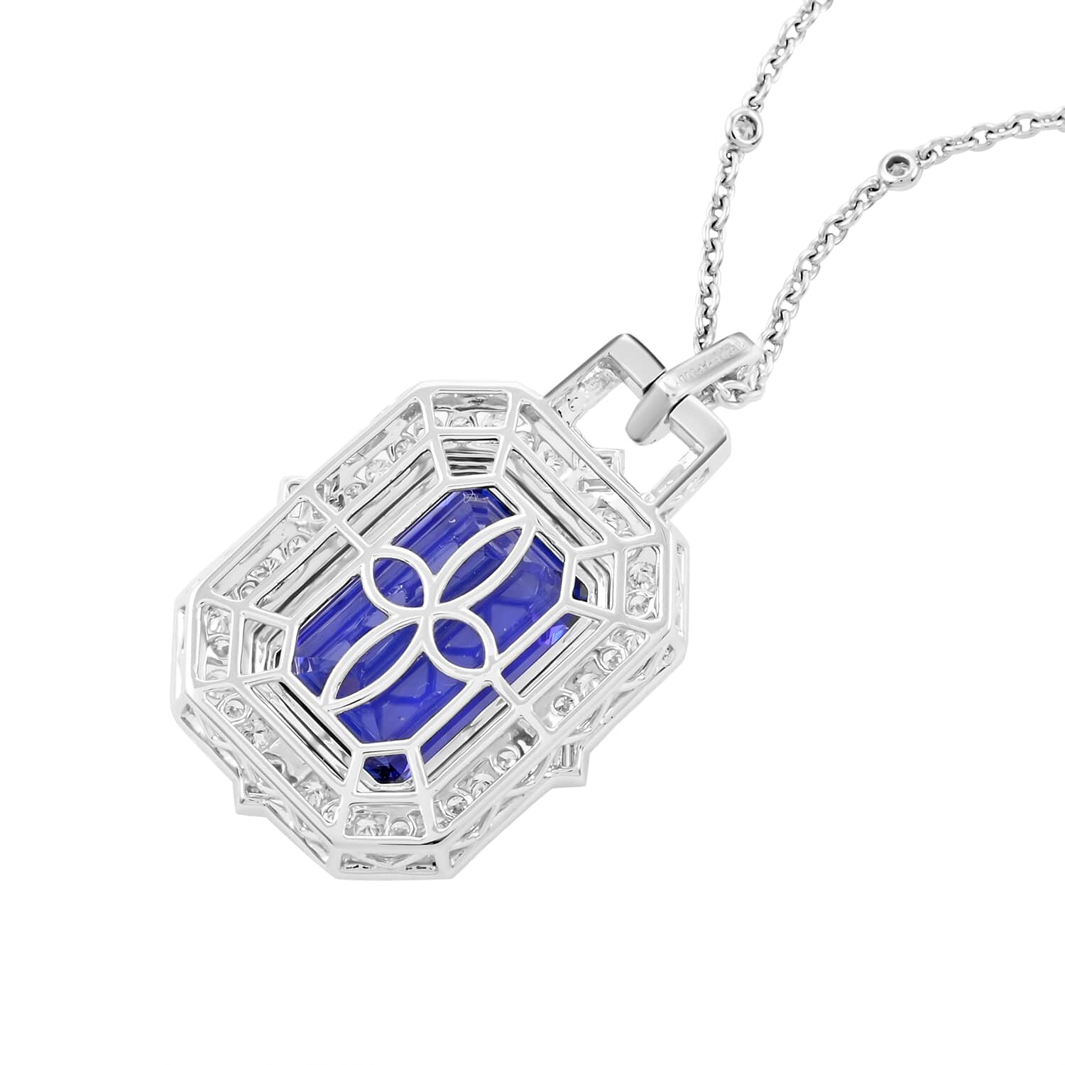 CHAIRMAN VAULT COLLECTION - AAAA Tansanit, Weißer Diamant AGI zertifiziert Halskette, zertifiziert und geprüft, 950 Platin ca. 20.05 ct