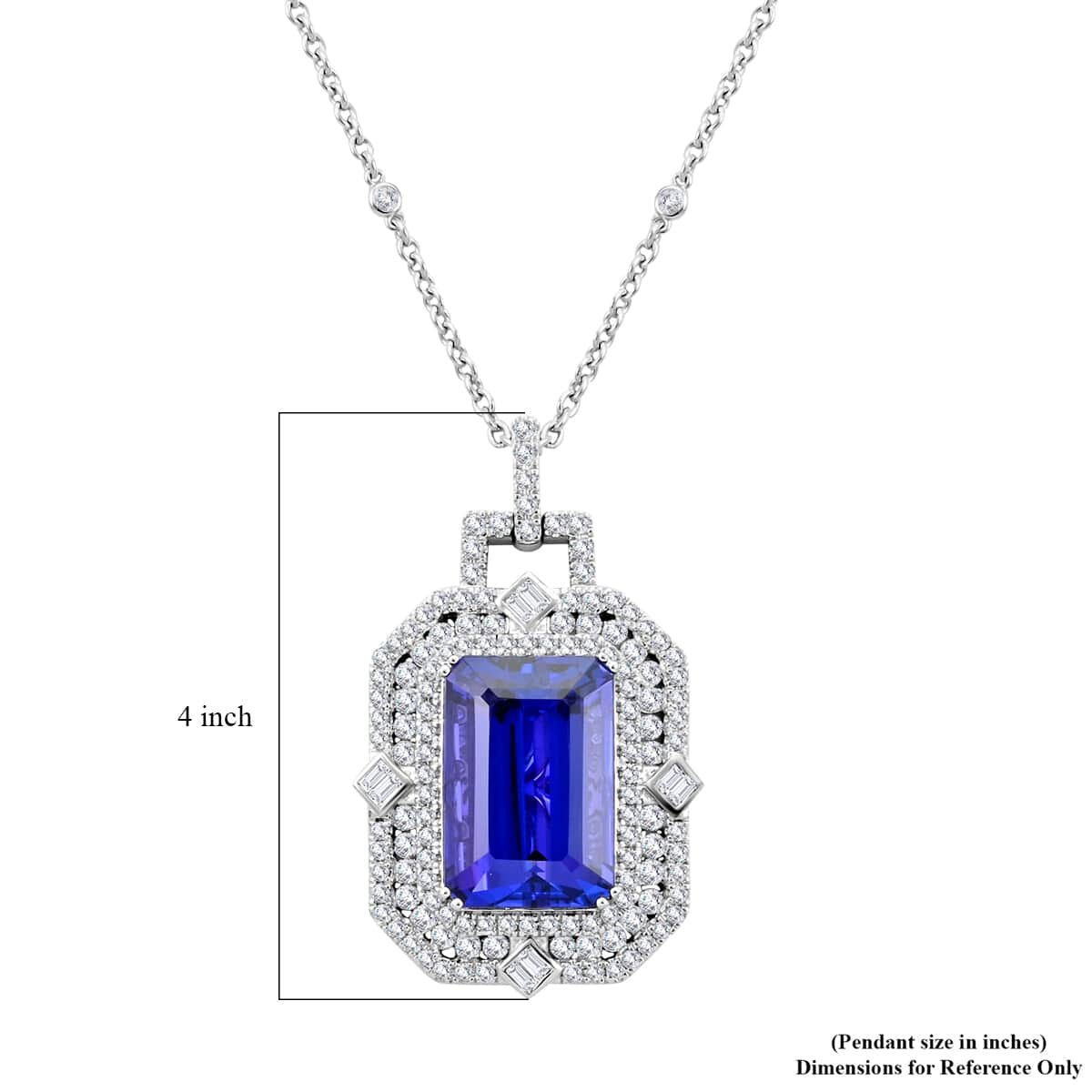 CHAIRMAN VAULT COLLECTION - AAAA Tansanit, Weißer Diamant AGI zertifiziert Halskette, zertifiziert und geprüft, 950 Platin ca. 20.05 ct