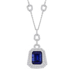 CHAIRMAN VAULT COLLECTION - AAAA Tansanit, Weißer Diamant AGI zertifiziert Halskette, zertifiziert und geprüft, 950 Platin ca. 26.06 ct