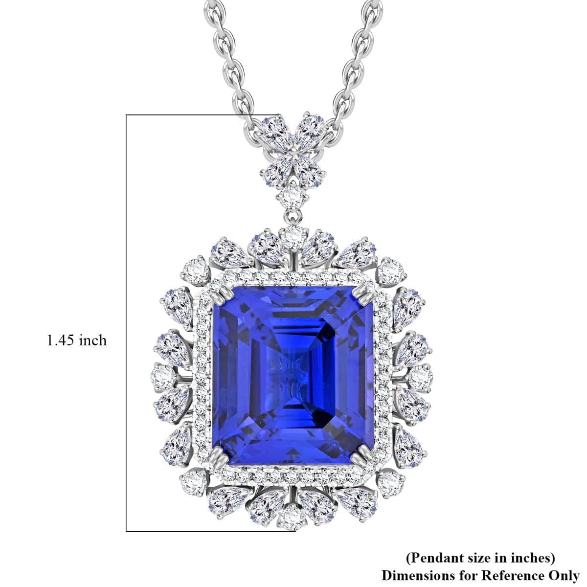 CHAIRMAN VAULT COLLECTION - AAAA Tansanit, Weißer Diamant AGI zertifiziert Anhänger, zertifiziert und geprüft, 950 Platin ca. 27.39 ct