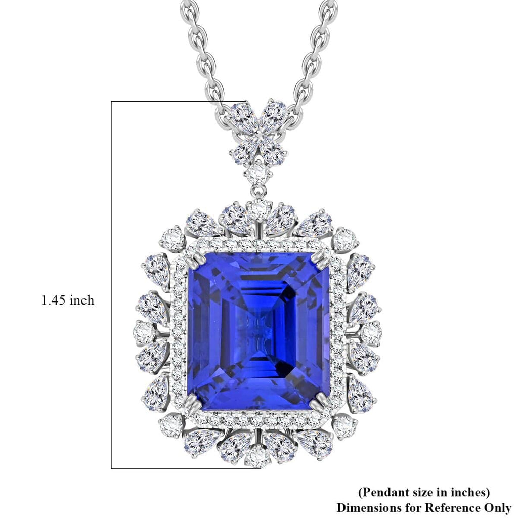 CHAIRMAN VAULT COLLECTION - AAAA Tansanit, Weißer Diamant AGI zertifiziert Anhänger, zertifiziert und geprüft, 950 Platin ca. 27.39 ct