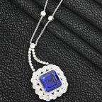 CHAIRMAN VAULT COLLECTION - AAAA Tansanit, Weißer Diamant AGI zertifiziert Anhänger, zertifiziert und geprüft, 950 Platin ca. 43.35 ct