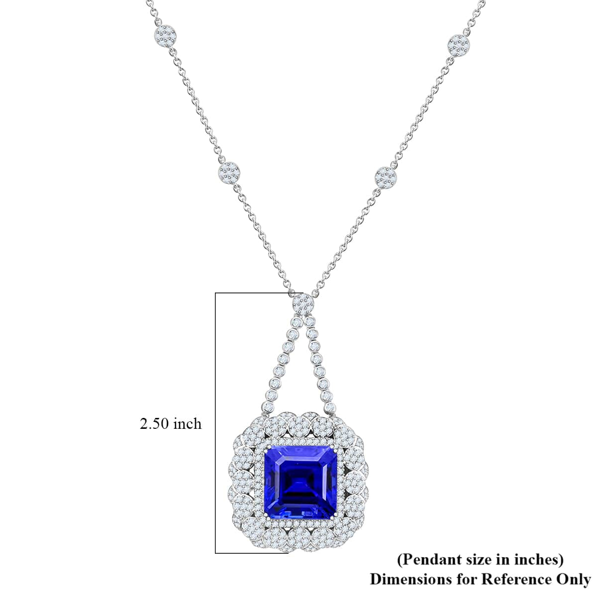 CHAIRMAN VAULT COLLECTION - AAAA Tansanit, Weißer Diamant AGI zertifiziert Anhänger, zertifiziert und geprüft, 950 Platin ca. 43.35 ct