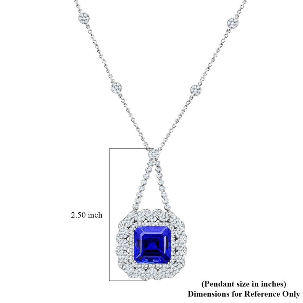 CHAIRMAN VAULT COLLECTION - AAAA Tansanit, Weißer Diamant AGI zertifiziert Anhänger, zertifiziert und geprüft, 950 Platin ca. 43.35 ct