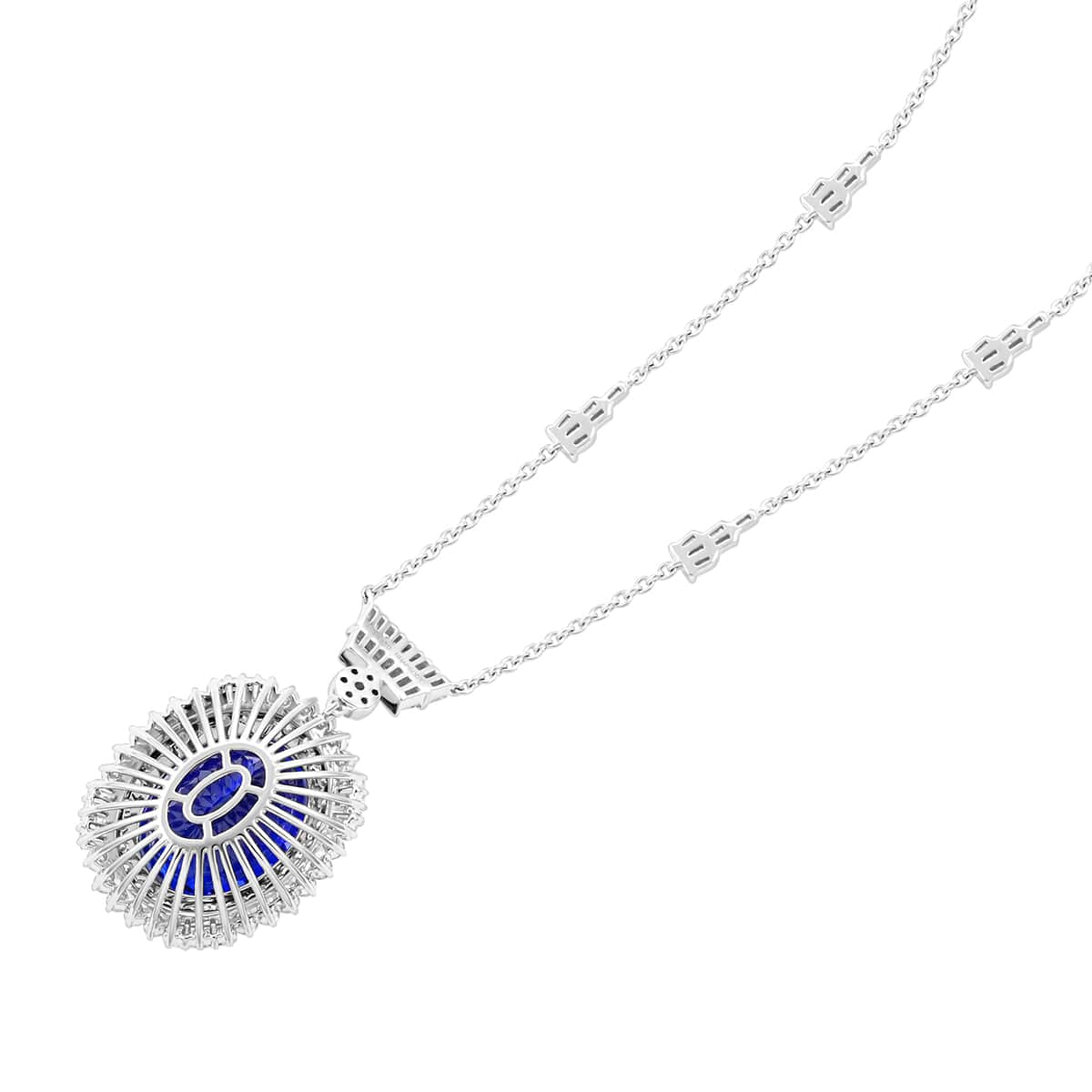 CHAIRMAN VAULT COLLECTION - AAAA Tansanit, Weißer Diamant AGI zertifiziert Anhänger, zertifiziert und geprüft, 950 Platin ca. 35.06 ct