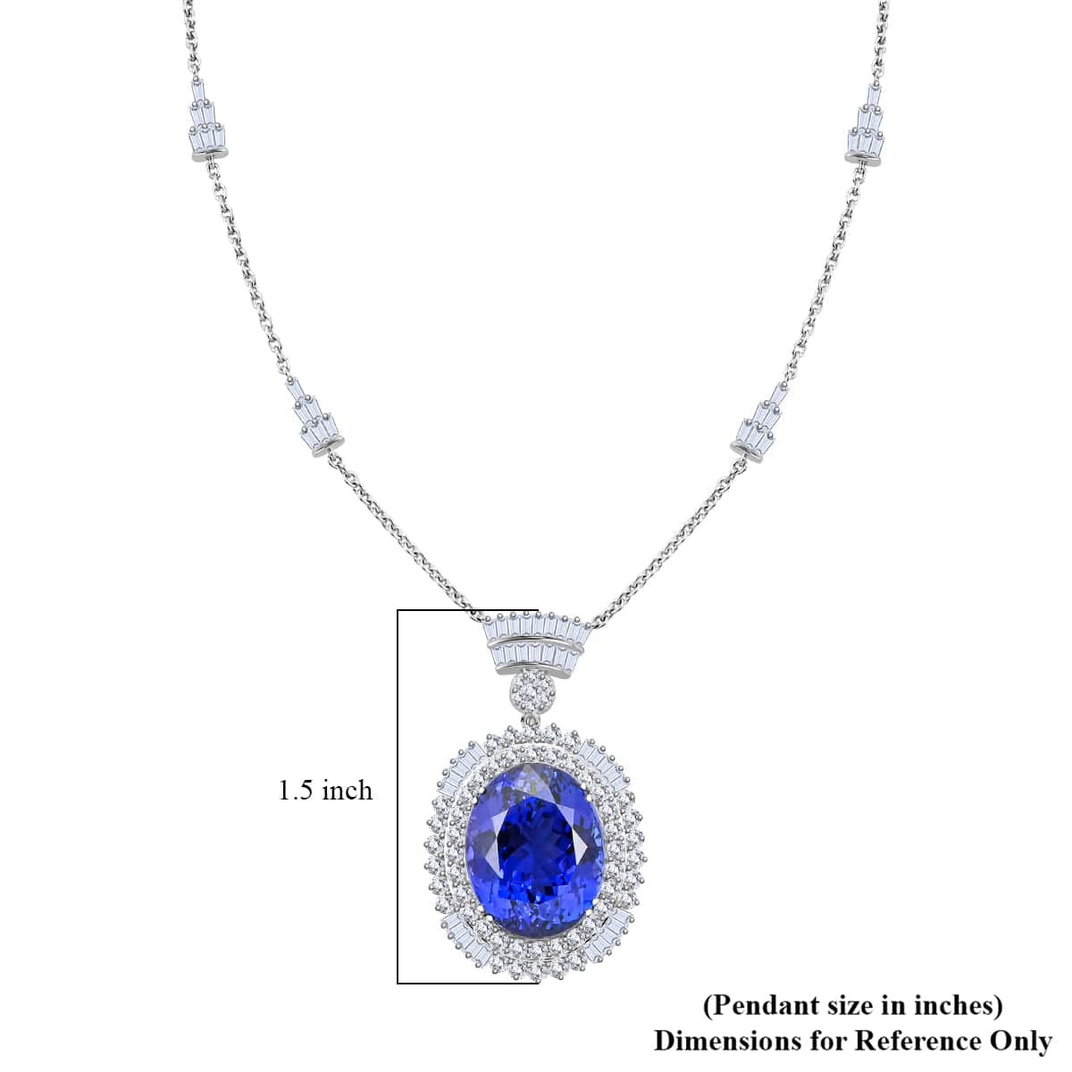 CHAIRMAN VAULT COLLECTION - AAAA Tansanit, Weißer Diamant AGI zertifiziert Anhänger, zertifiziert und geprüft, 950 Platin ca. 35.06 ct