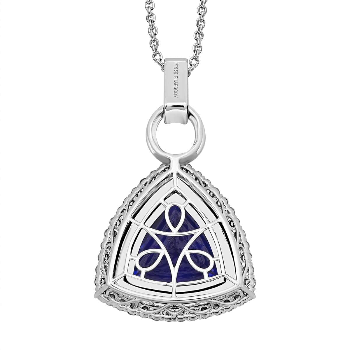 CHAIRMAN VAULT COLLECTION - AAAA Tansanit, Weißer Diamant AGI zertifiziert Anhänger, zertifiziert und geprüft, 950 Platin ca. 24.39 ct