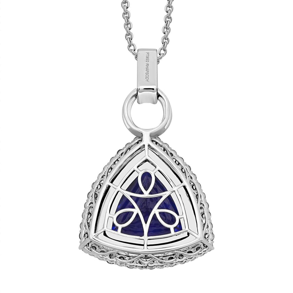 CHAIRMAN VAULT COLLECTION - AAAA Tansanit, Weißer Diamant AGI zertifiziert Anhänger, zertifiziert und geprüft, 950 Platin ca. 24.39 ct