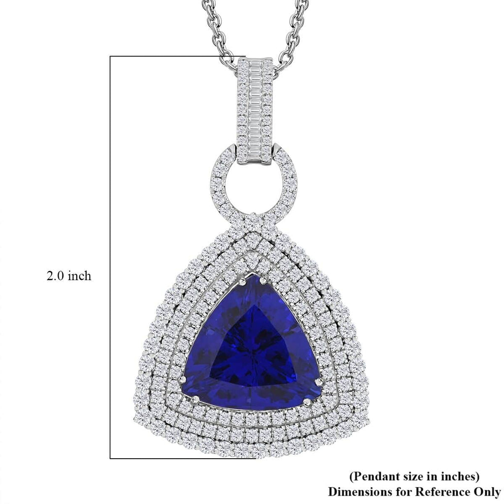 CHAIRMAN VAULT COLLECTION - AAAA Tansanit, Weißer Diamant AGI zertifiziert Anhänger, zertifiziert und geprüft, 950 Platin ca. 24.39 ct