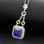 CHAIRMAN VAULT COLLECTION - AAAA Tansanit, Weißer Diamant AGI zertifiziert Anhänger, zertifiziert und geprüft, 950 Platin ca. 24.86 ct