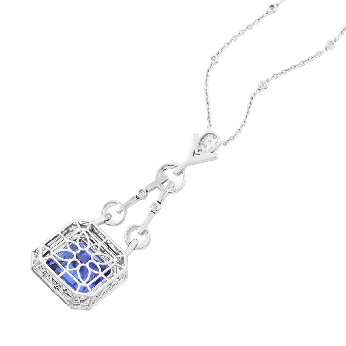 CHAIRMAN VAULT COLLECTION - AAAA Tansanit, Weißer Diamant AGI zertifiziert Anhänger, zertifiziert und geprüft, 950 Platin ca. 24.86 ct