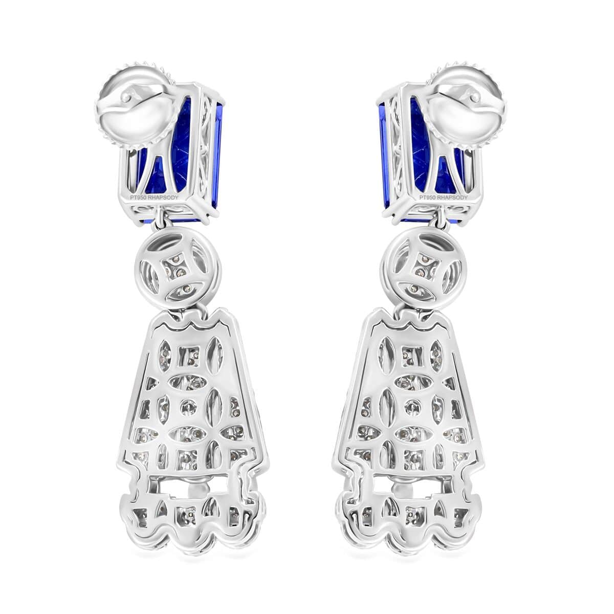 CHAIRMAN VAULT COLLECTION - AAAA Tansanit, Weißer Diamant AGI zertifiziert Ohrringe, zertifiziert und geprüft, 950 Platin ca. 25.47 ct