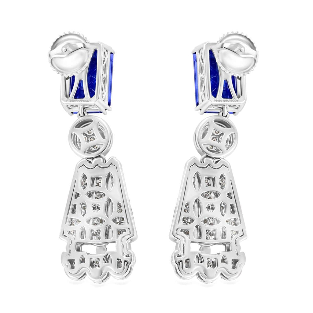 CHAIRMAN VAULT COLLECTION - AAAA Tansanit, Weißer Diamant AGI zertifiziert Ohrringe, zertifiziert und geprüft, 950 Platin ca. 25.47 ct