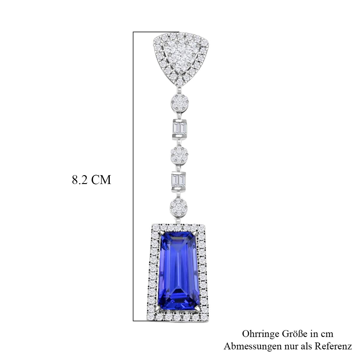CHAIRMAN VAULT COLLECTION - AAAA Tansanit, Weißer Diamant AGI zertifiziert Ohrringe, zertifiziert und geprüft, 950 Platin ca. 16.06 ct