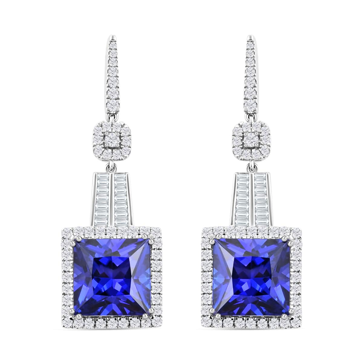 CHAIRMAN VAULT COLLECTION - AAAA Tansanit, Weißer Diamant AGI zertifiziert Ohrringe, zertifiziert und geprüft, 950 Platin ca. 24.04 ct