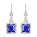 CHAIRMAN VAULT COLLECTION - AAAA Tansanit, Weißer Diamant AGI zertifiziert Ohrringe, zertifiziert und geprüft, 950 Platin ca. 24.04 ct