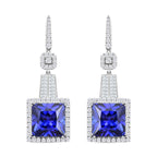 CHAIRMAN VAULT COLLECTION - AAAA Tansanit, Weißer Diamant AGI zertifiziert Ohrringe, zertifiziert und geprüft, 950 Platin ca. 24.04 ct
