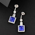 CHAIRMAN VAULT COLLECTION - AAAA Tansanit, Weißer Diamant AGI zertifiziert Ohrringe, zertifiziert und geprüft, 950 Platin ca. 24.04 ct