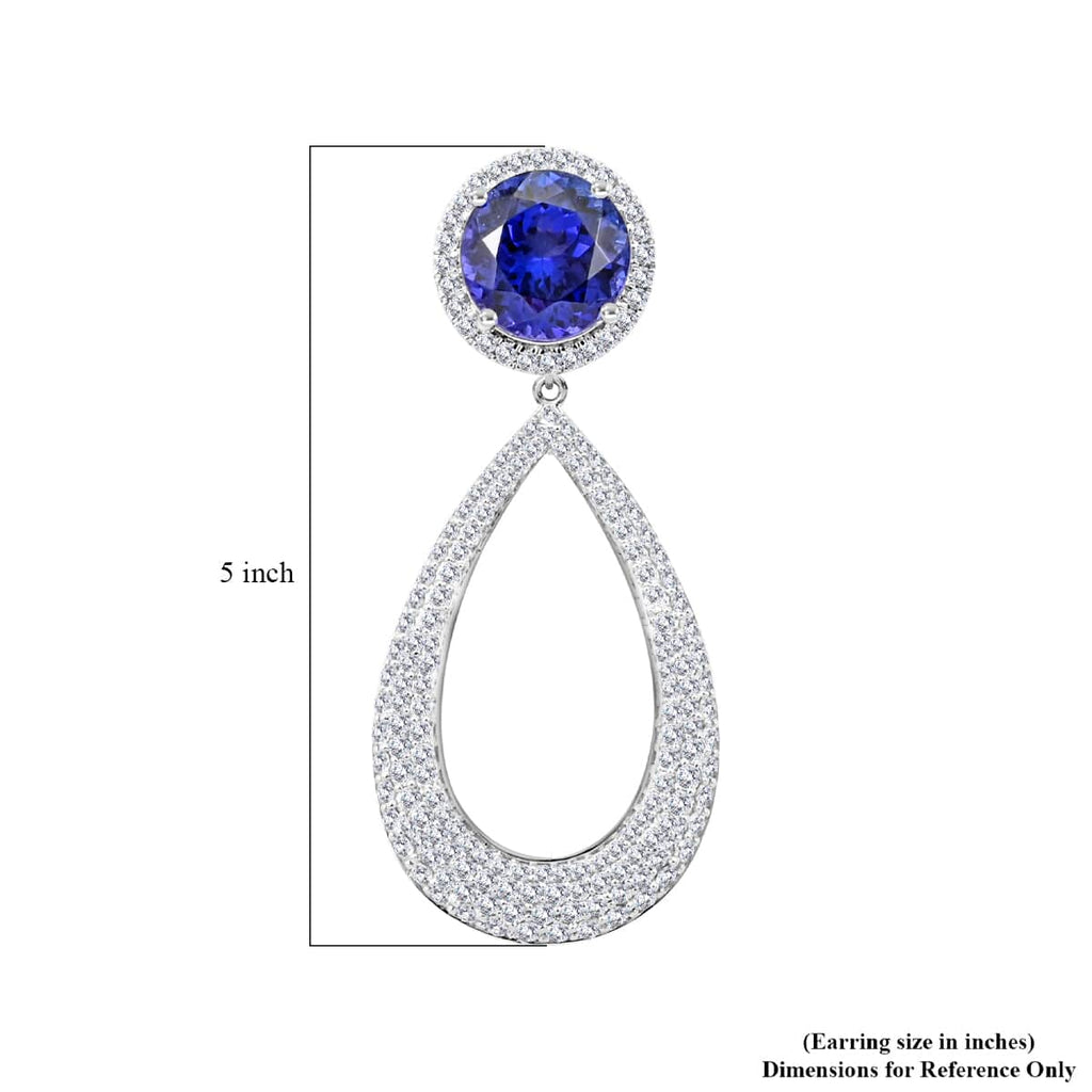 CHAIRMAN VAULT COLLECTION - AAAA Tansanit, Weißer Diamant AGI zertifiziert Ohrringe, zertifiziert und geprüft, 950 Platin ca. 18.64 ct