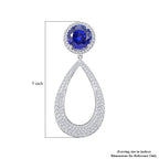 CHAIRMAN VAULT COLLECTION - AAAA Tansanit, Weißer Diamant AGI zertifiziert Ohrringe, zertifiziert und geprüft, 950 Platin ca. 18.64 ct
