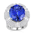 CHAIRMAN VAULT COLLECTION - AAAA Tansanit, Weißer Diamant Ring, zertifiziert und geprüft, 950 Platin (Größe 17.00) ca. 27.15 ct