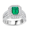 CHAIRMAN VAULT COLLECTION - AAAA Kagem Sambischer Smaragd, Weißer Diamant Ring, zertifiziert und geprüft, 950 Platin (Größe 17.00) ca. 3.24 ct