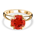 Lab Created Padparadscha-Saphir, Weißer Zirkon Ring 925 Silber Gelbgold Vermeil (Größe 17.00) ca. 5,37 ct