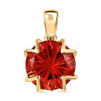 Lab Created Padparadscha-Saphir, Weißer Zirkon Anhänger 925 Silber Gelbgold Vermeil ca. 5.37 ct