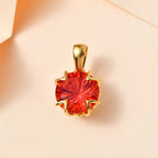 Lab Created Padparadscha-Saphir, Weißer Zirkon Anhänger 925 Silber Gelbgold Vermeil ca. 5.37 ct