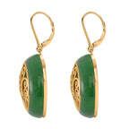 Grüne Jade Ohrringe 925 Silber Gelbgold Vermeil ca. 36.00 ct