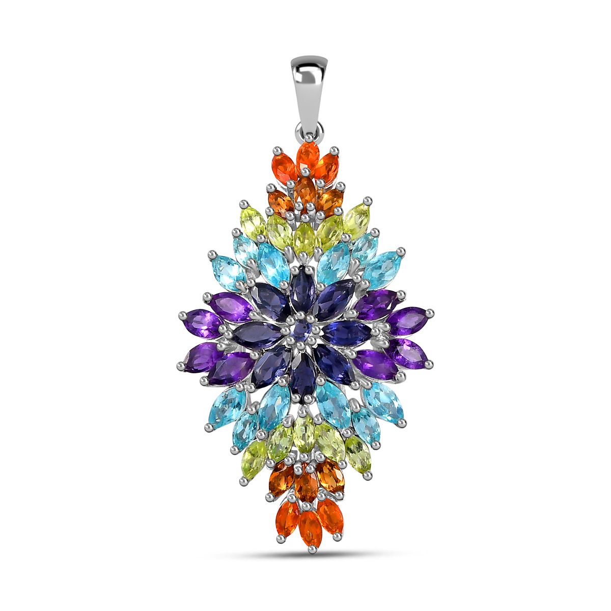 AA Paraiba-Apatit, Afrikanischer Amethyst Anhänger 925 Silber rhodiniert ca. 5,74 ct.