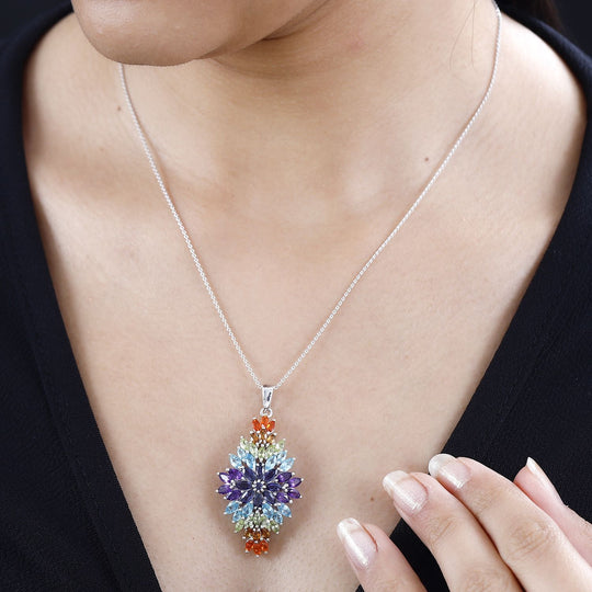 AA Paraiba-Apatit, Afrikanischer Amethyst Anhänger 925 Silber rhodiniert ca. 5,74 ct.